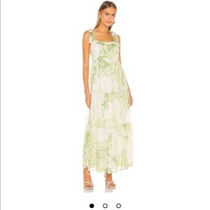 Line & Dot Palm Dress Size Small Green